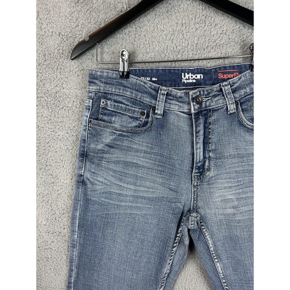 Urban Pipeline Jeans Mens 33x30 Blue Slim Light Wash SuperFlex Stretch Denim New